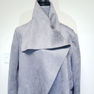 Anne Klein Grey Faux Suede Draped Jacket